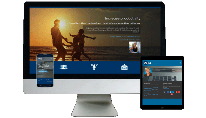 A computer and phone showing a nice looking website scrolling.